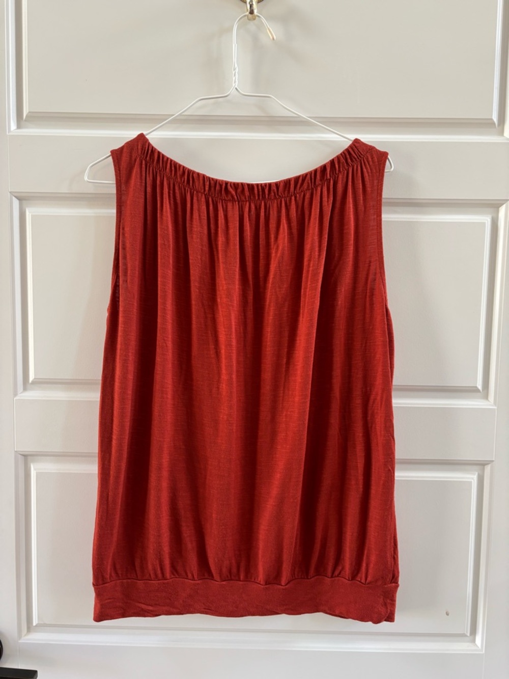 LOFT Rust Red Sleeveless Gathered Neck Tank - Picture 2 of 7